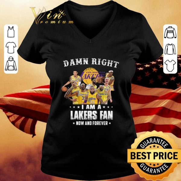 Damn right Los Angeles Lakers team signatures i am a Lakers fan shirt 3