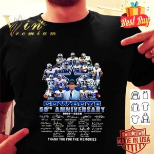 Funny Dallas Cowboys 60th anniversary 1960-2020 signatures thank you shirt 4