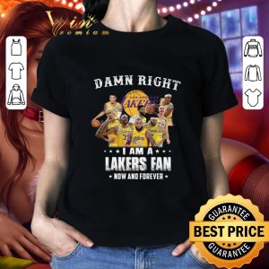 Damn right Los Angeles Lakers team signatures i am a Lakers fan shirt 4
