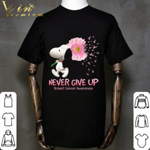 Flower Snoopy never give up Breast Cancer awareness shirt 4