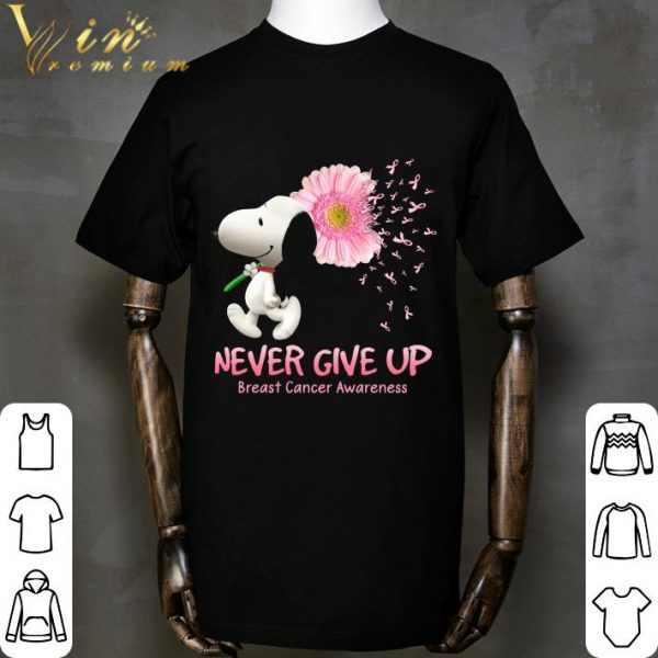 Flower Snoopy never give up Breast Cancer awareness shirt 2