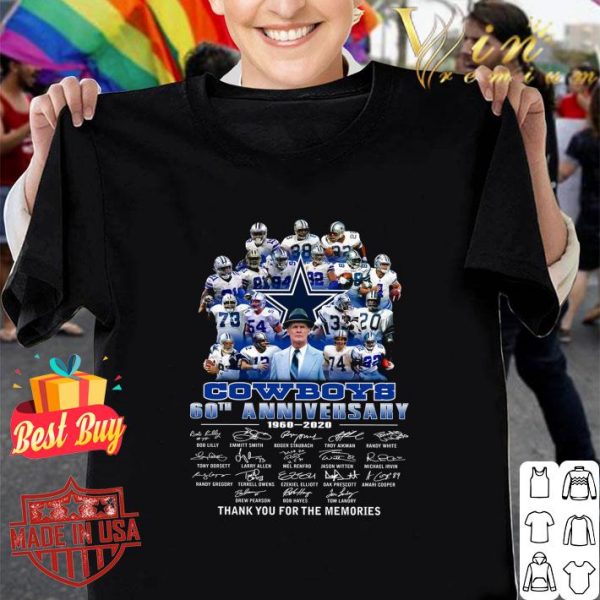 Funny Dallas Cowboys 60th anniversary 1960-2020 signatures thank you shirt 1