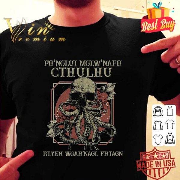 Official Ph'nglui Mglw'nafh Cthulhu Skull R'lyeh Wgah'nagl Fhtagn shirt 2