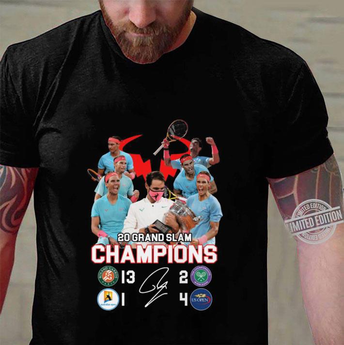 Premium Rafael Nadal 20 Grand Slam Champions 20 Cups Signature shirt Premium Rafael Nadal 20 Grand Slam Champions 20 Cups Signature shirt 3