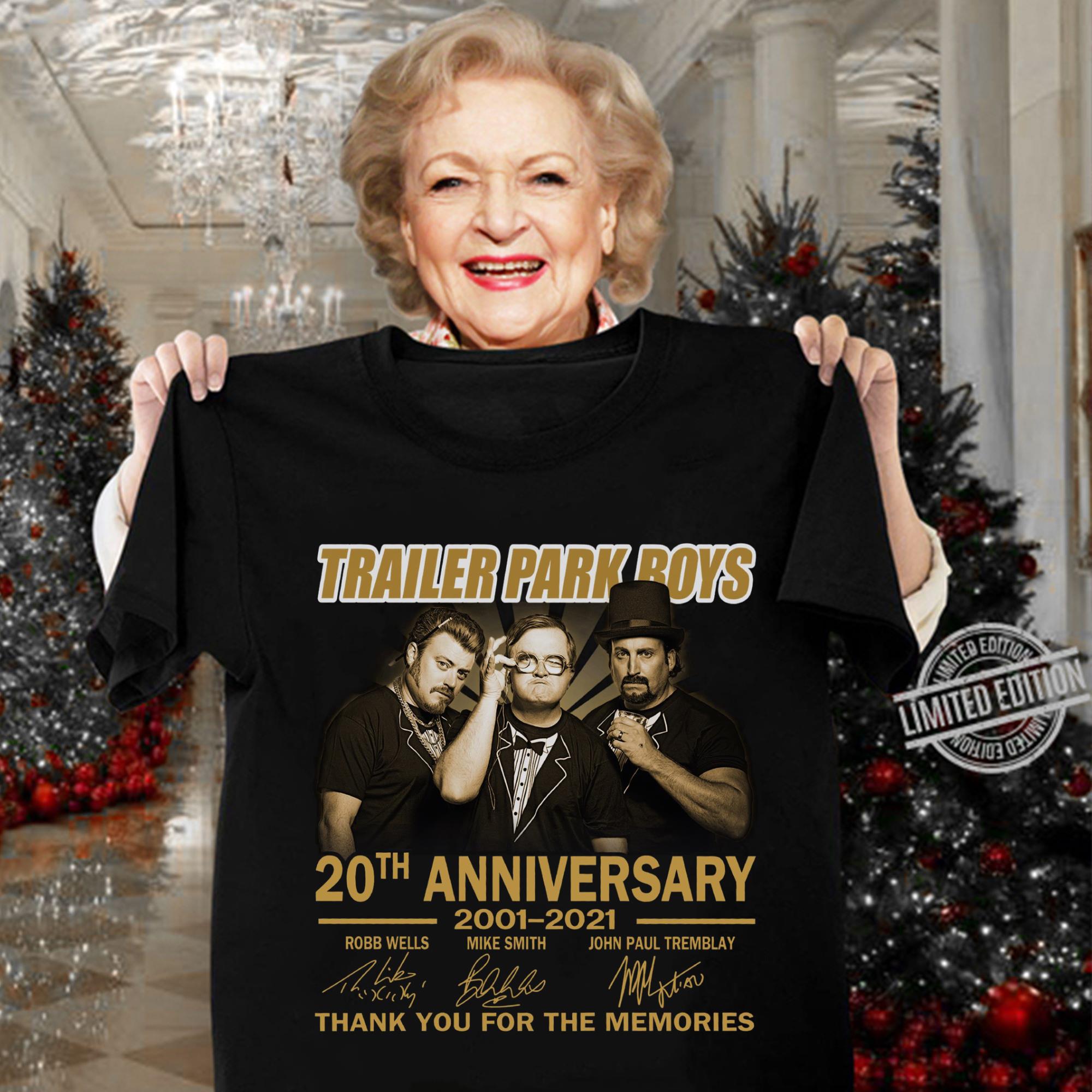 Official Trailer Park Boys 20th anniversary 2001-2021 signatures thank you for the memories shirt