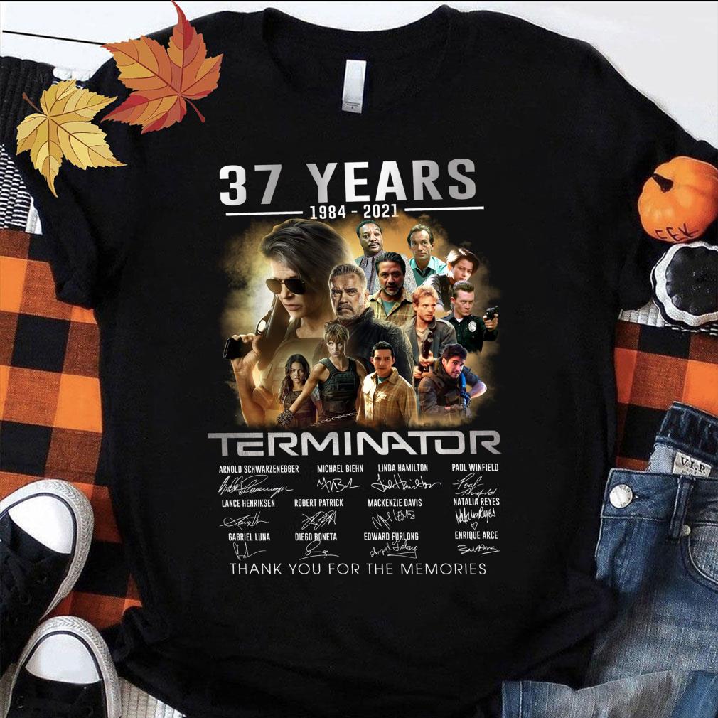 2021 Terminator Dark Fate 37 years 1984-2021 signatures thank you for the memories shirt