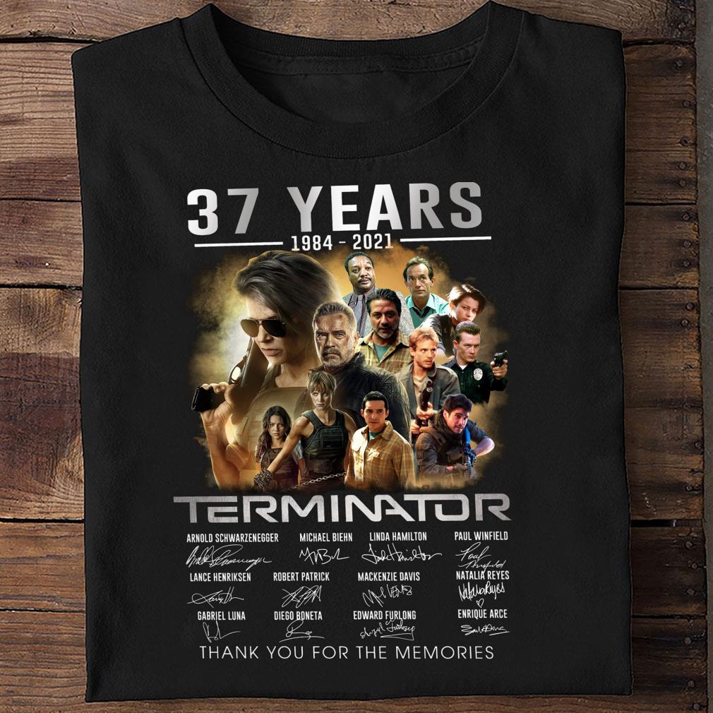 2021 Terminator Dark Fate 37 years 1984-2021 signatures thank you for the memories shirt