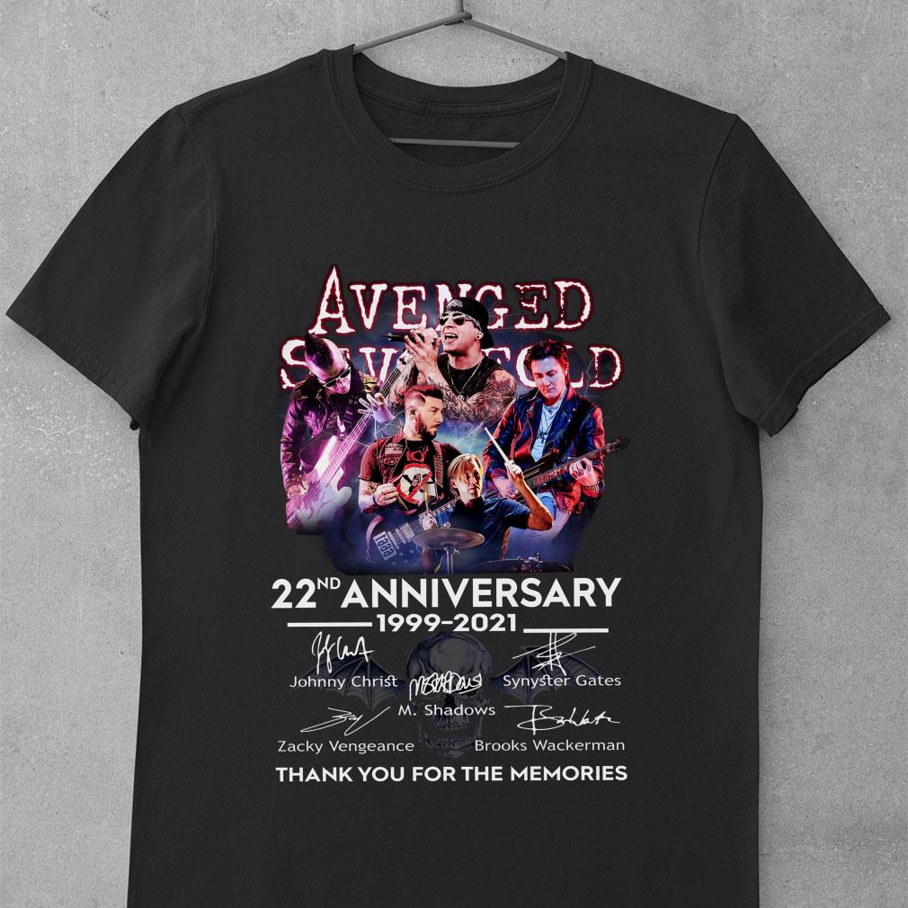 22nd Anniversary Avenged Sevenfold Band 1999-2021 Signatures Thank You For The Memories Shirt