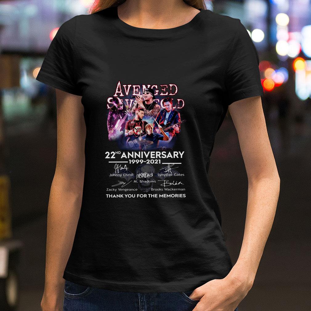 22nd Anniversary Avenged Sevenfold Band 1999-2021 Signatures Thank You For The Memories Shirt