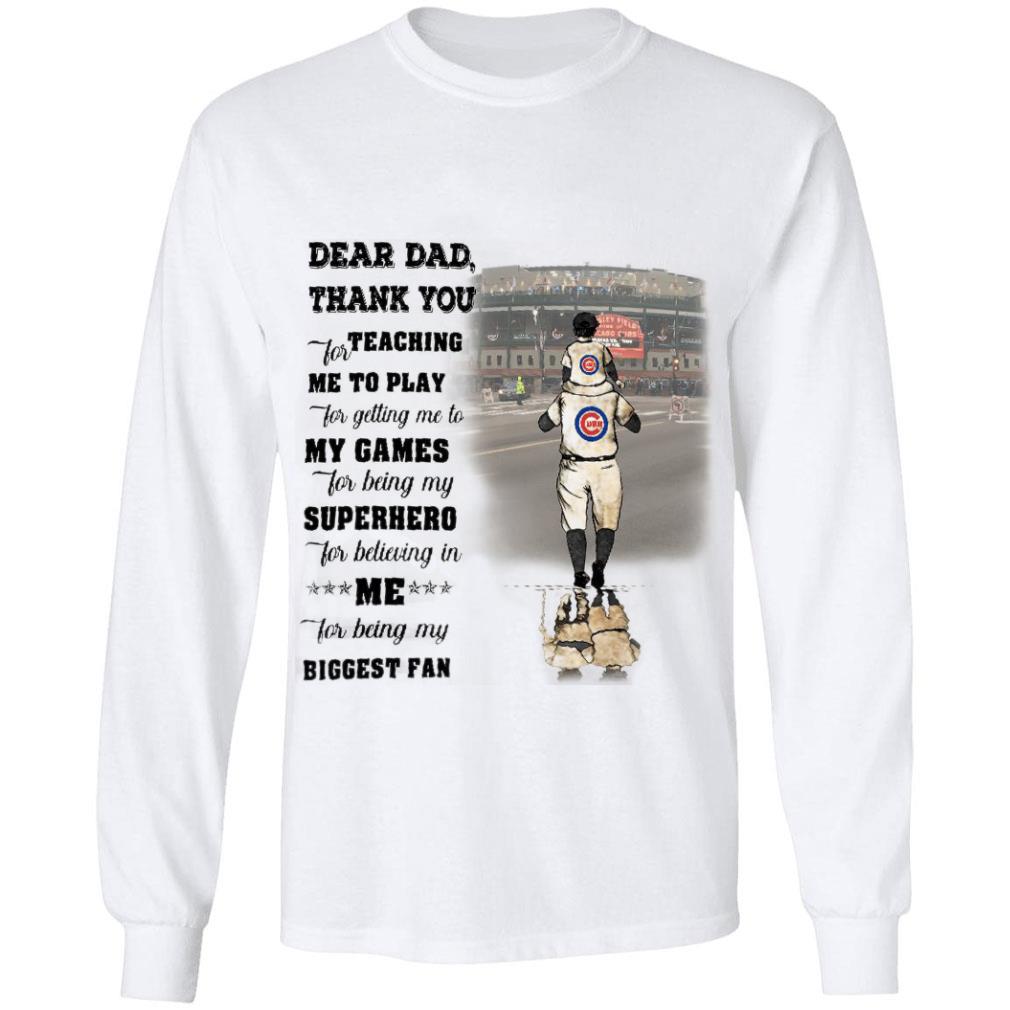 Father's day Chicago Cubs dear dad thank you teaching me to play for getting me to my games shirt