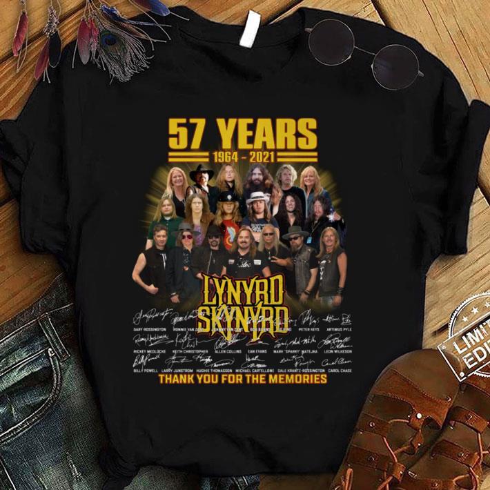 Lynyrd Skynyrd band rock 57 years 1964-2021 signatures thank you for the memories shirt