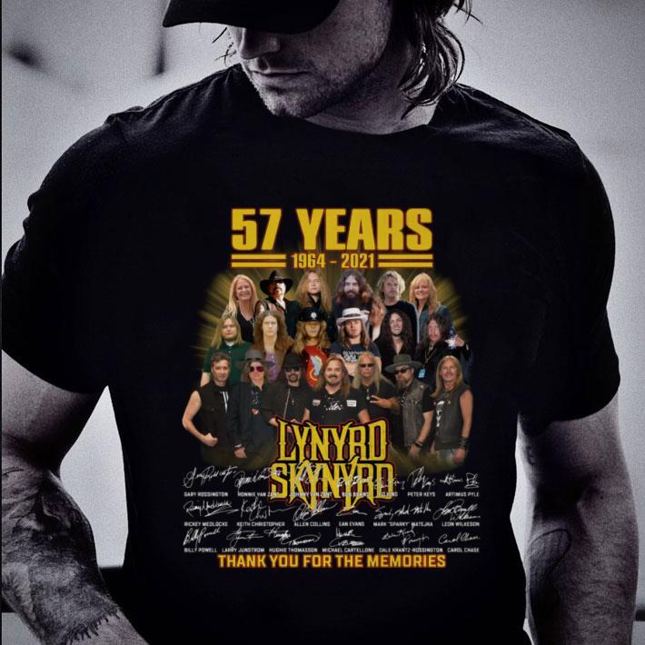 Lynyrd Skynyrd band rock 57 years 1964-2021 signatures thank you for the memories shirt