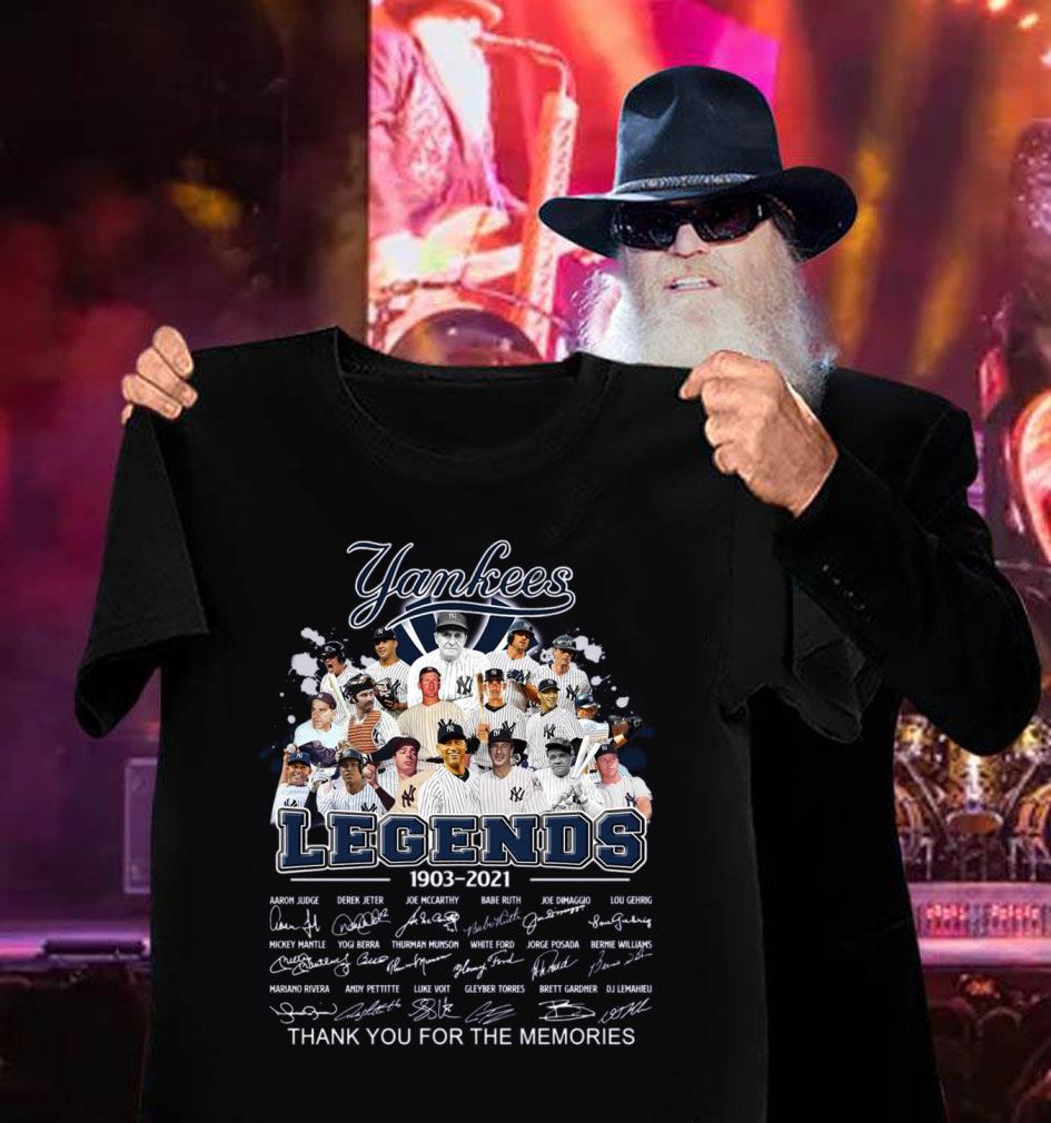 New York Yankees Legends 1903-2021 signatures thank memories shirt