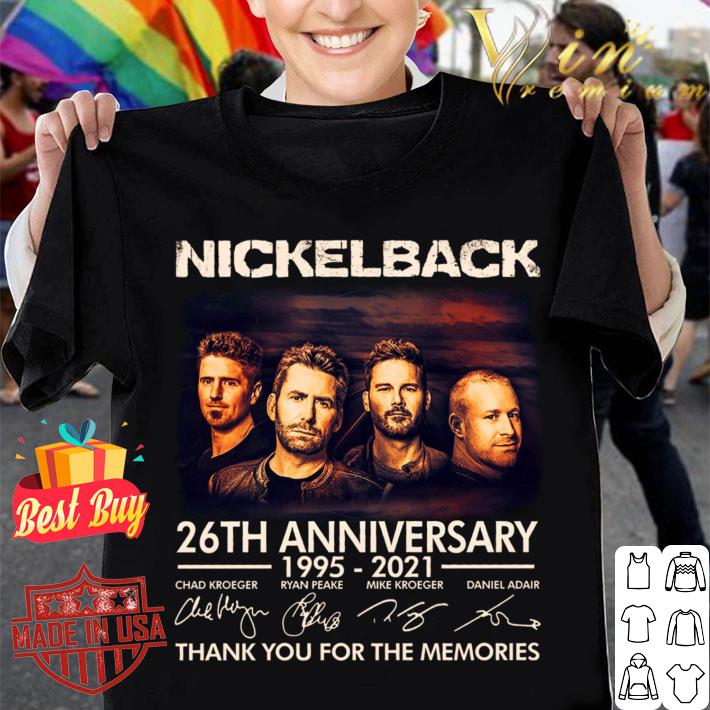 Nickelback band rock 26th anniversary 1995-2021 signatures thank you for the memories shirt