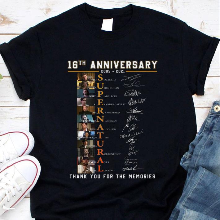 Best Supernatural TV Series 16th anniversary 2005-2021 signatures thank you for the memories shirt 10 Supernatural TV Series 16th anniversary 2005-2021 signatures thank you for the memories shirt