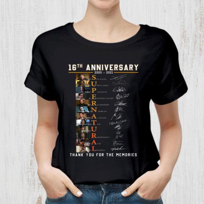 Best Supernatural TV Series 16th anniversary 2005-2021 signatures thank you for the memories shirt 11 Supernatural TV Series 16th anniversary 2005-2021 signatures thank you for the memories shirt