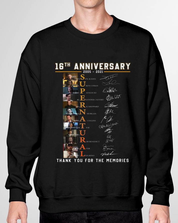Best Supernatural TV Series 16th anniversary 2005-2021 signatures thank you for the memories shirt 12 Supernatural TV Series 16th anniversary 2005-2021 signatures thank you for the memories shirt