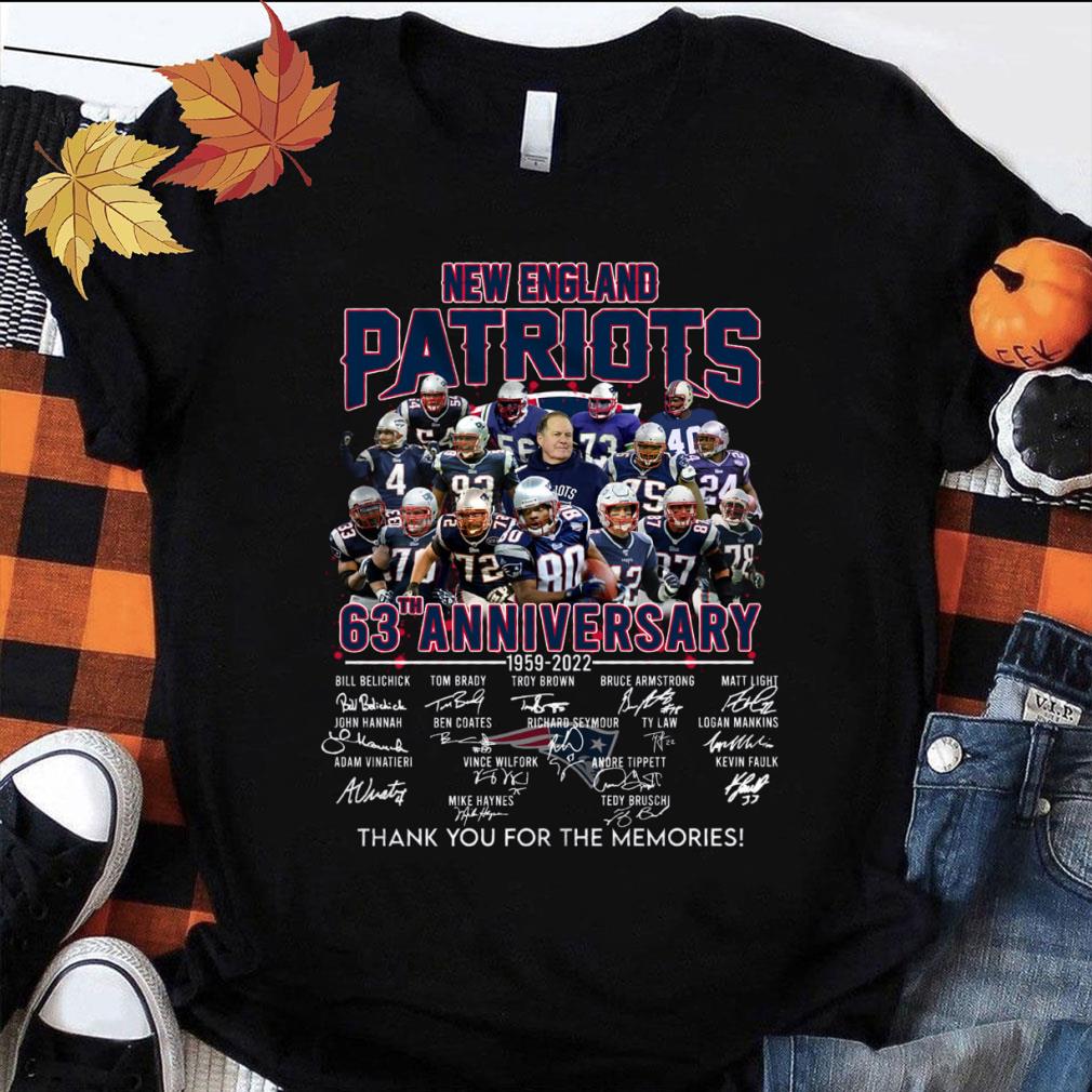 Thank Memories New England Patriots 63th anniversary 1959-2022 signatures shirt