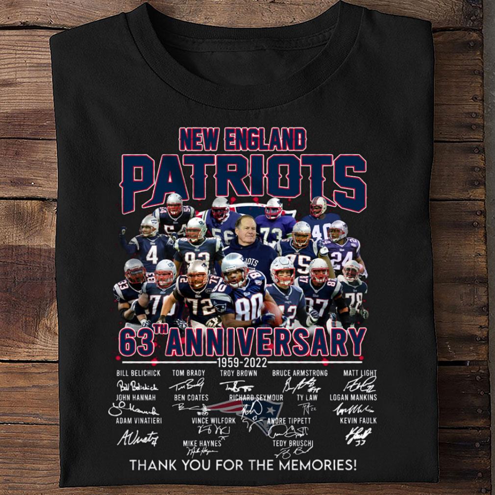 Thank Memories New England Patriots 63th anniversary 1959-2022 signatures shirt