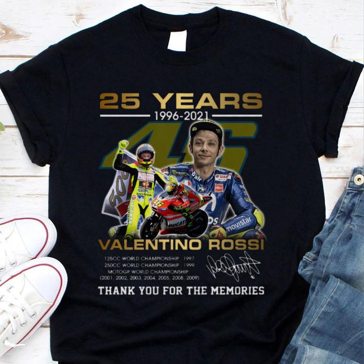 Thank Memories VR46 Valentino Rossi 25 years 1996-2021 MotoGP World Championship Shirt