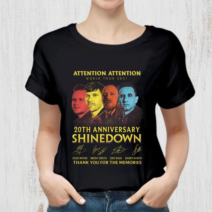 Original 2021 ATTENTION ATTENTION World Tour 20th anniversary Shinedown signatures thank memories shirt 11 2021 ATTENTION ATTENTION World Tour 20th anniversary Shinedown signatures thank memories shirt