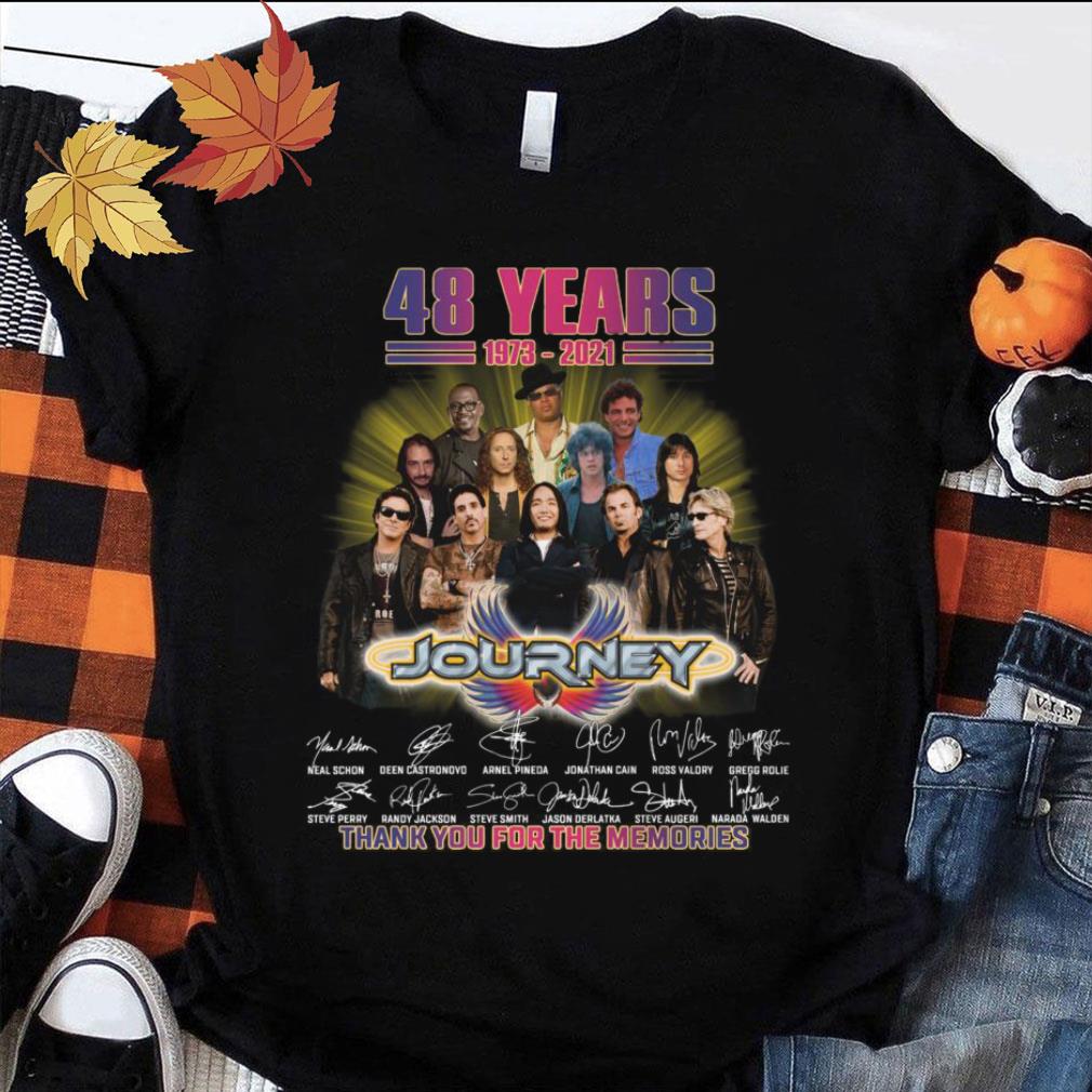 48 years 1973-2021 Journey band rock member signatures thank memories shirt