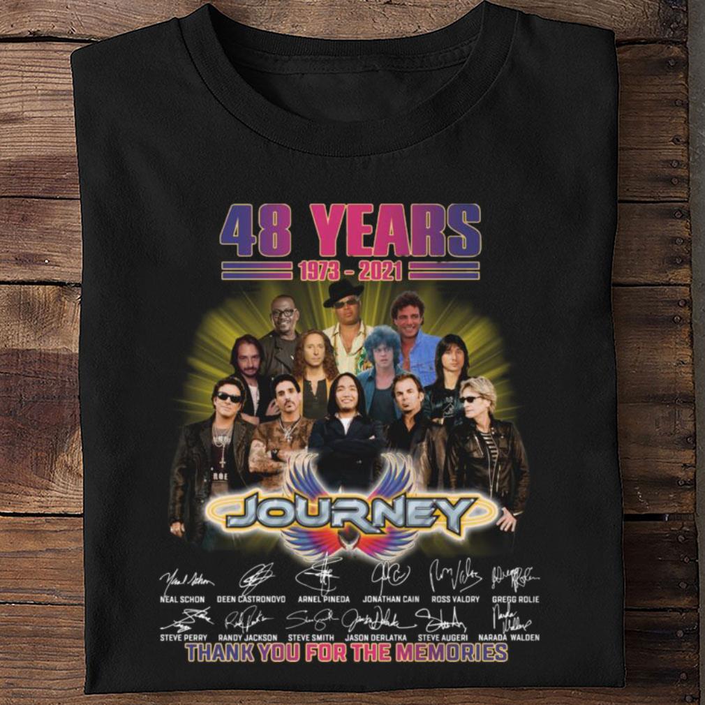 48 years 1973-2021 Journey band rock member signatures thank memories shirt