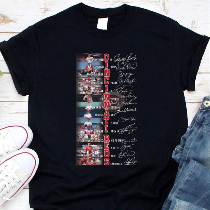 Cincinnati Reds best players signatures shirt, Johnny Bench, Frank Robinson, Joey Votto, Barry Larkin