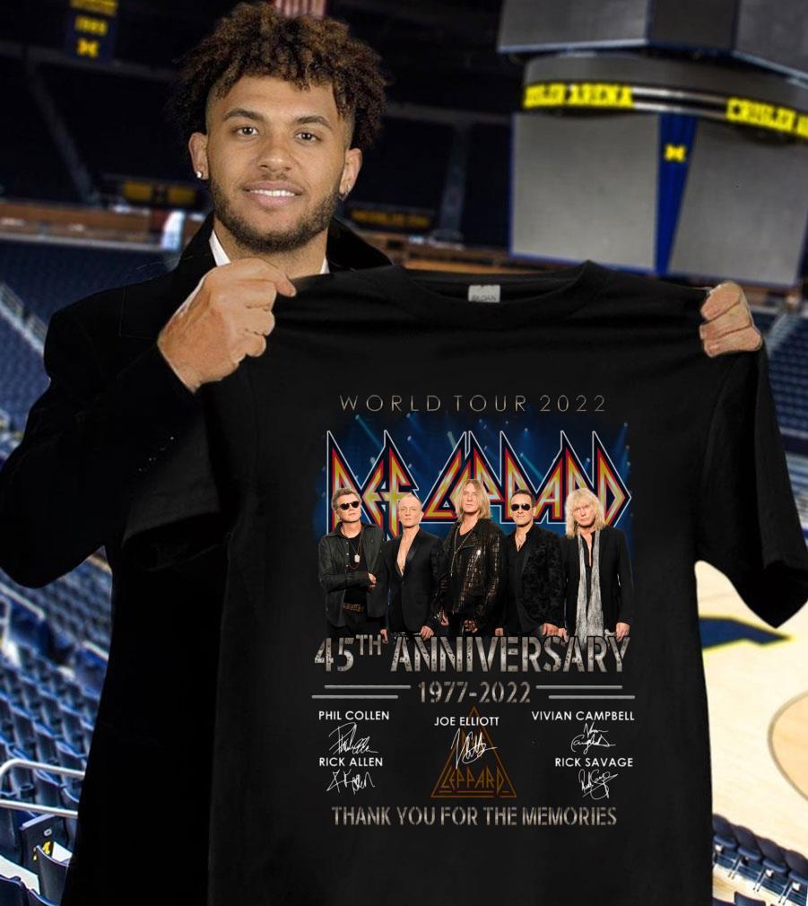 Def Leppard Band World Tour 2022 45th anniversary 1977-2022 Thank You For The Memories Signatures Shirt