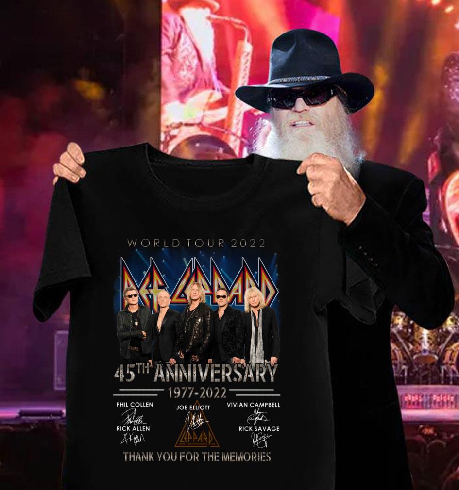 Def Leppard Band World Tour 2022 45th anniversary 1977-2022 Thank You For The Memories Signatures Shirt