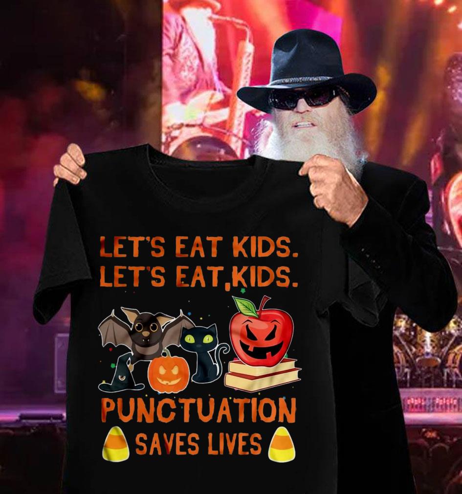 Official Halloween let's eat kids punctuation saves lives teacher's day shirt 12 Halloween let's eat kids punctuation saves lives teacher's day shirt