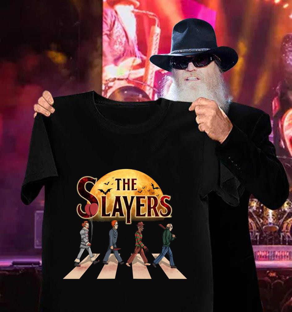 Funny Horror Movies Characters The Slayers Abbey Road Halloween Shirt 12 Horror Movies Characters The Slayers Abbey Road Halloween Shirt
