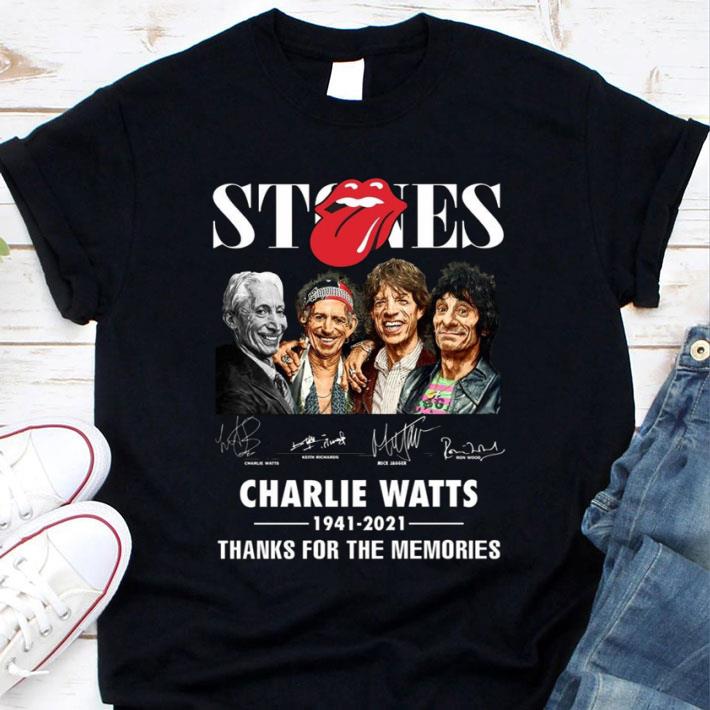 Rest In Peace Charlie Watts 1941-2021 Stones Band Signatures Thanks For The Memories Shirt