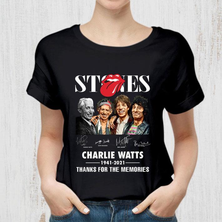 Rest In Peace Charlie Watts 1941-2021 Stones Band Signatures Thanks For The Memories Shirt