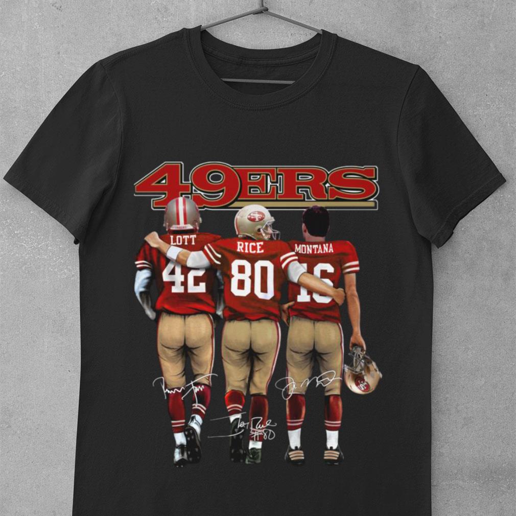 San Francisco 49ers Legend Players Signatures Shirt, Ronnie Lott, Jerry Rice, Joe Montana