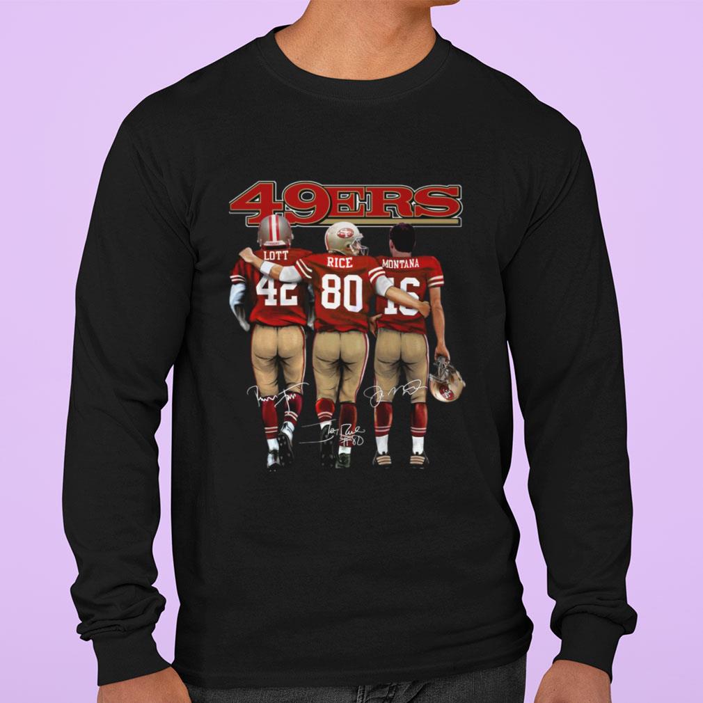 San Francisco 49ers Legend Players Signatures Shirt, Ronnie Lott, Jerry Rice, Joe Montana