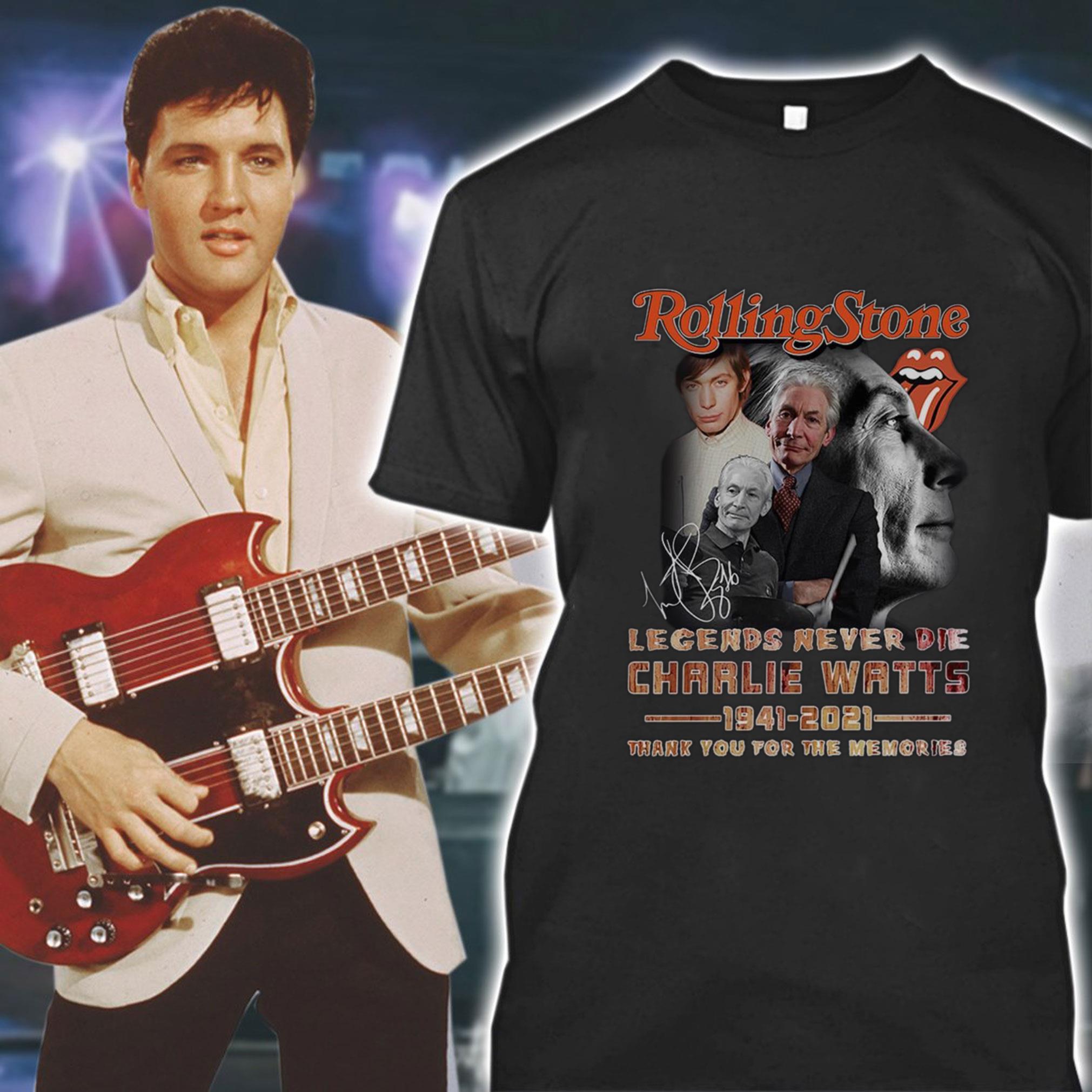 The Rolling Stones rock band RIP Charlie Watts Legends Never Die signature thank memories shirt