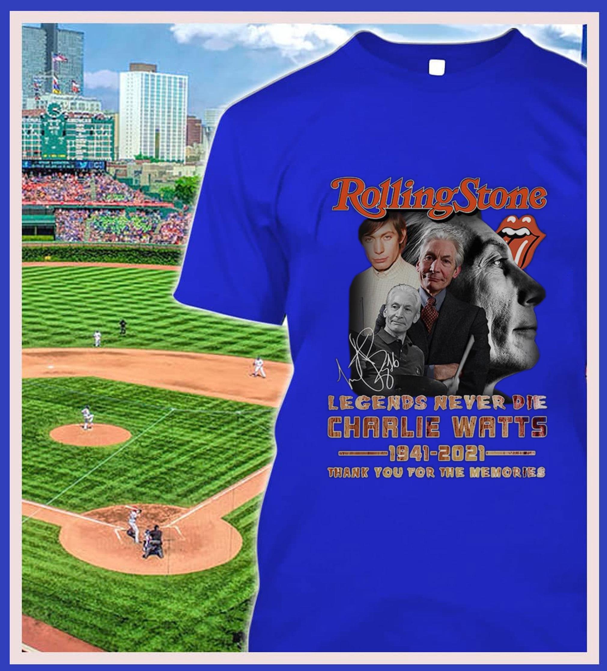 The Rolling Stones rock band RIP Charlie Watts Legends Never Die signature thank memories shirt