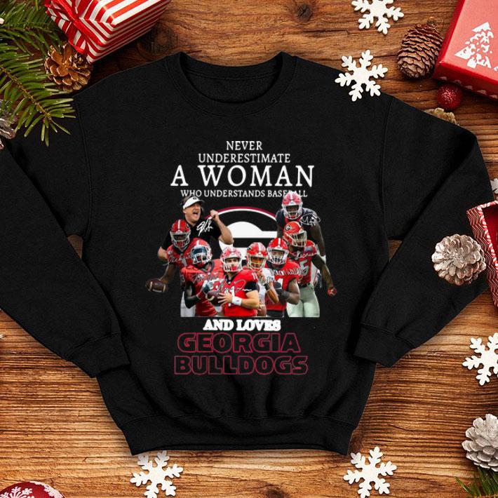 Never Underestimate A Woman Who Loves Georgia Bulldogs Signatures shirt 1 Never Underestimate A Woman Who Loves Georgia Bulldogs Signatures shirt