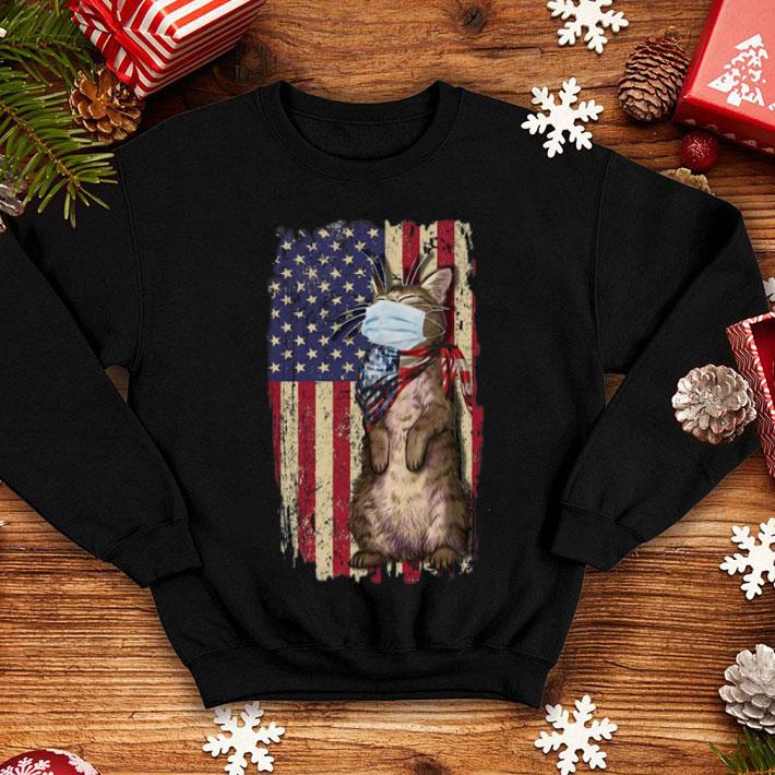 Cat Mask American Flag Quarantine shirt