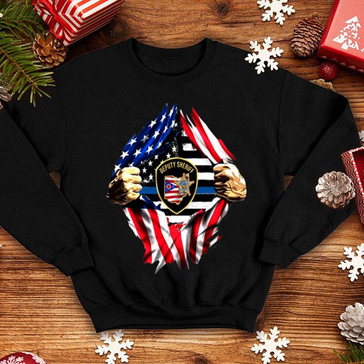 Deputy Sheriff Ohio Badge Blood Inside Me American Flag shirt