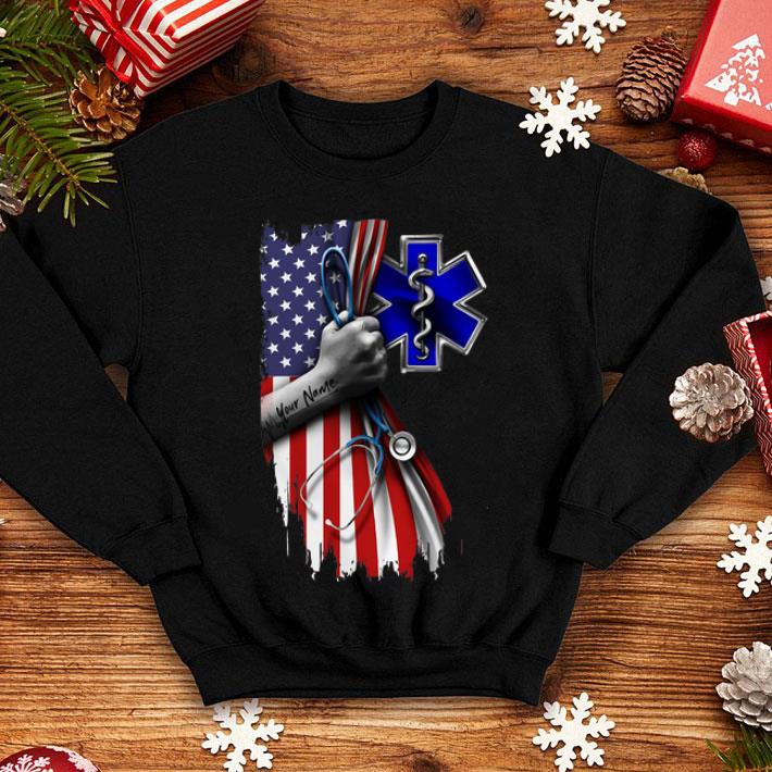 98a4a152 emt emergency medical technician stethoscope american flag shirt 4 - EMT Emergency Medical Technician Stethoscope American Flag shirt