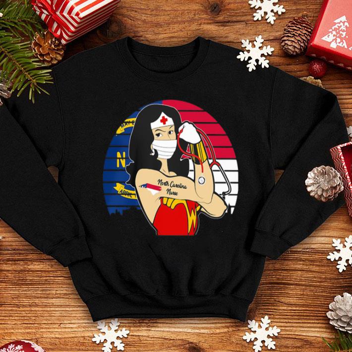 Vintage Wonder Woman North Carolina Nurse Stethoscope Covid-19 shirt