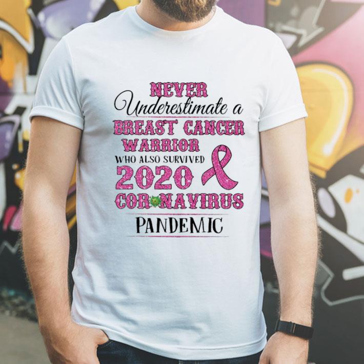 Never Underestimate A Breast Cancer Warrior Coronavirus Pandemic shirt