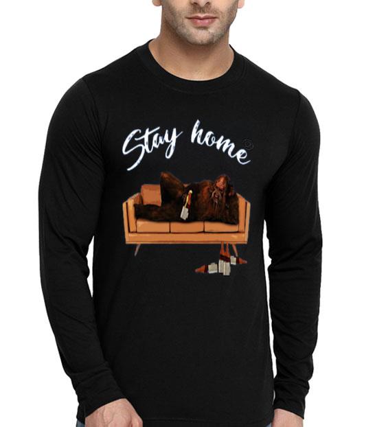 Nice Bigfoot Lying Down Drinking Beer Stay Home Shirt