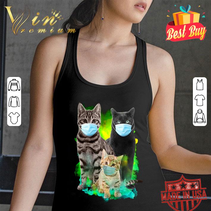 Three cats wear medical protective mask Covid-19 shirt Three cats wear medical protective mask Covid-19 shirt