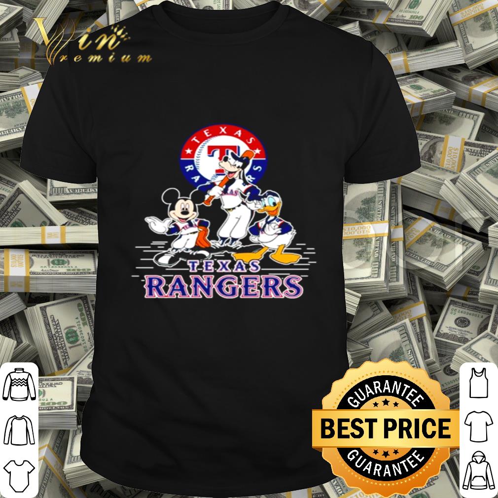 Disney Mickey Mouse Goofy Donald Duck Texas Rangers logo shirt