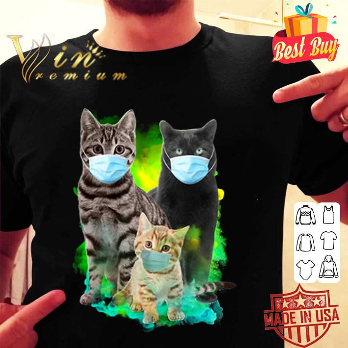 Three cats wear medical protective mask Covid-19 shirt Three cats wear medical protective mask Covid-19 shirt