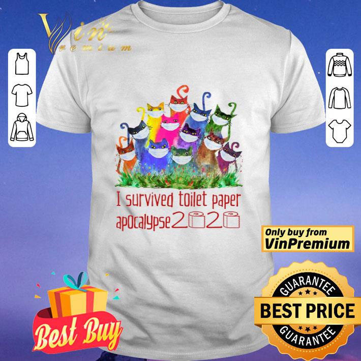 Cats Watercolor Mask I Survived Toilet Paper Apocalypse 2020 shirt
