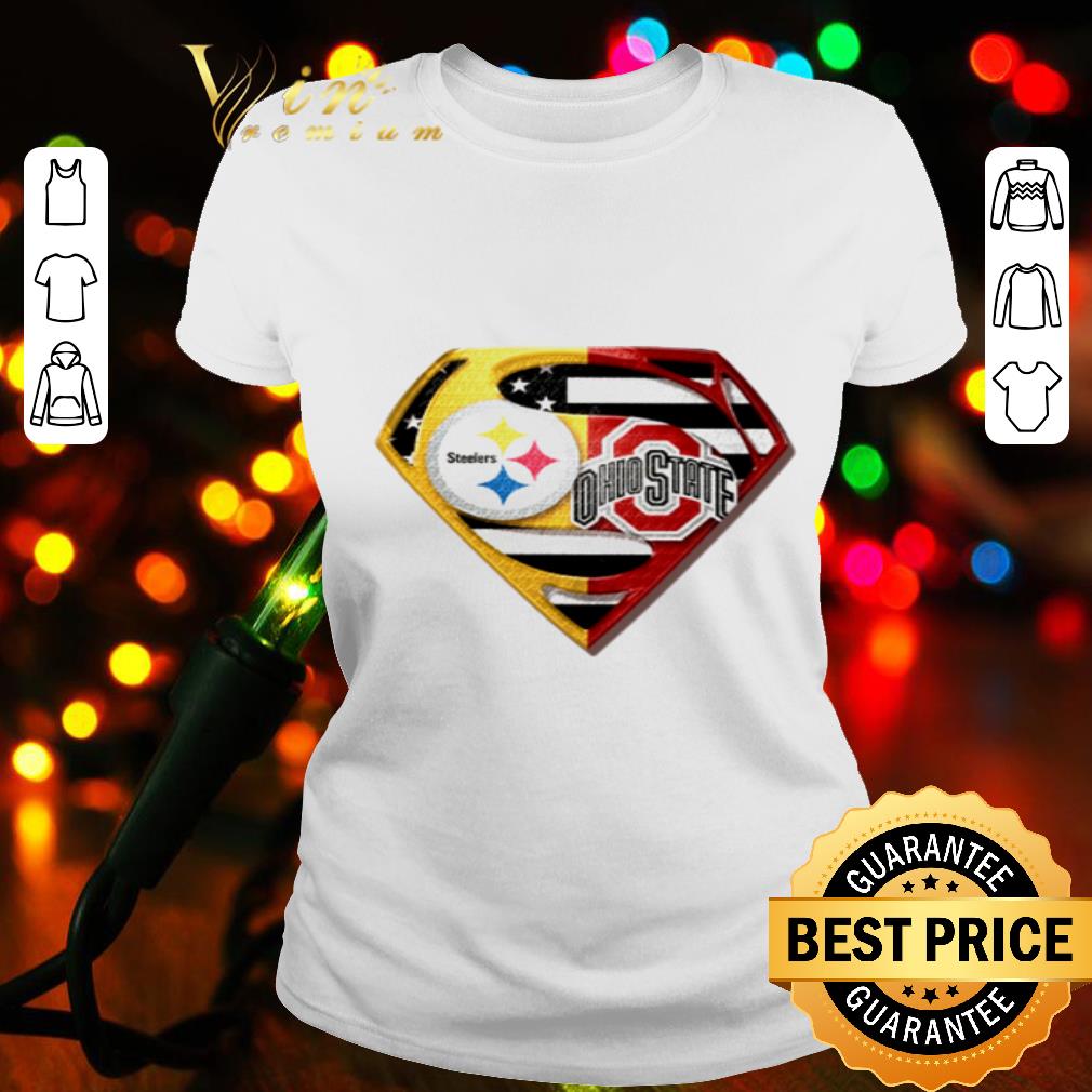 Pittsburgh Steelers and Ohio State Buckeyes Superman American flag shirt Pittsburgh Steelers and Ohio State Buckeyes Superman American flag shirt
